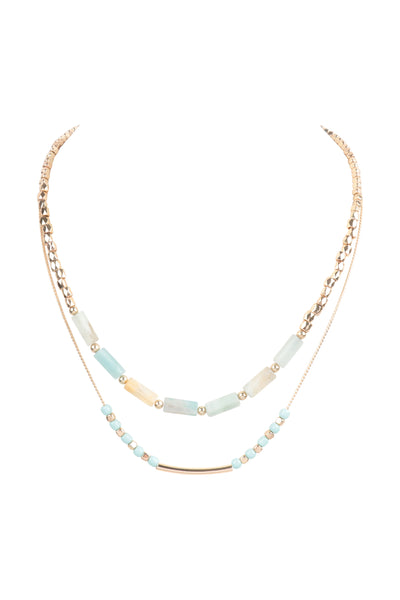 CCB, NATURAL STONE LAYERED NECKLACE (NOW $1.50 ONLY!)