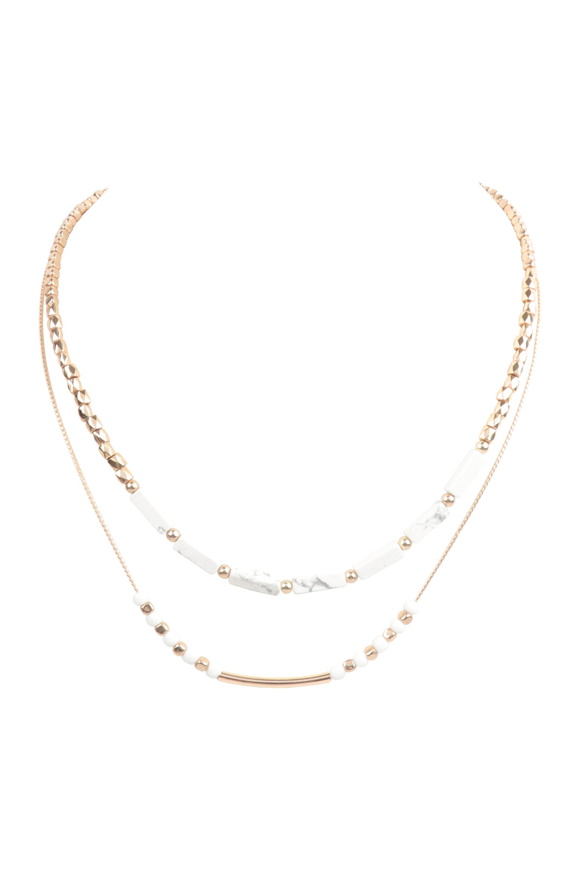CCB, NATURAL STONE LAYERED NECKLACE (NOW $1.50 ONLY!)