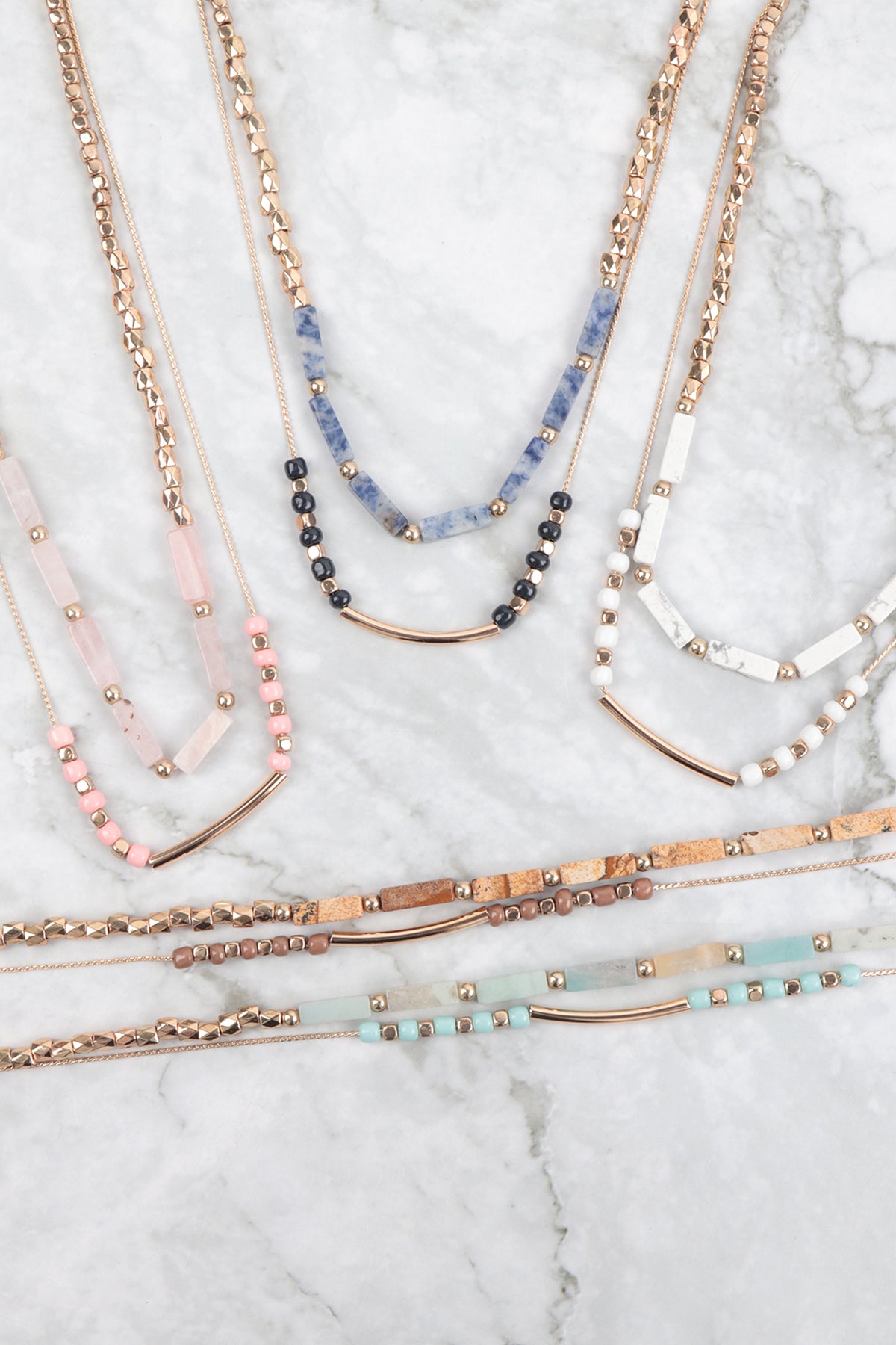 CCB, NATURAL STONE LAYERED NECKLACE (NOW $1.50 ONLY!)