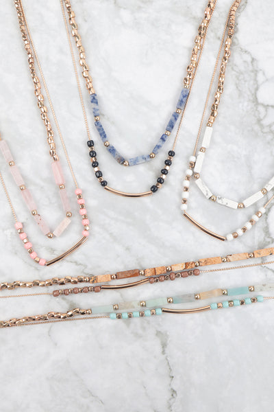 CCB, NATURAL STONE LAYERED NECKLACE (NOW $1.50 ONLY!)