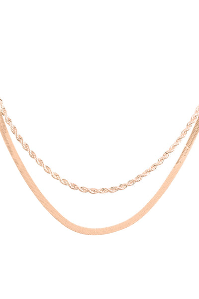 15+16 IN ROPE & SNAKE CHAIN LYR NECKLACE