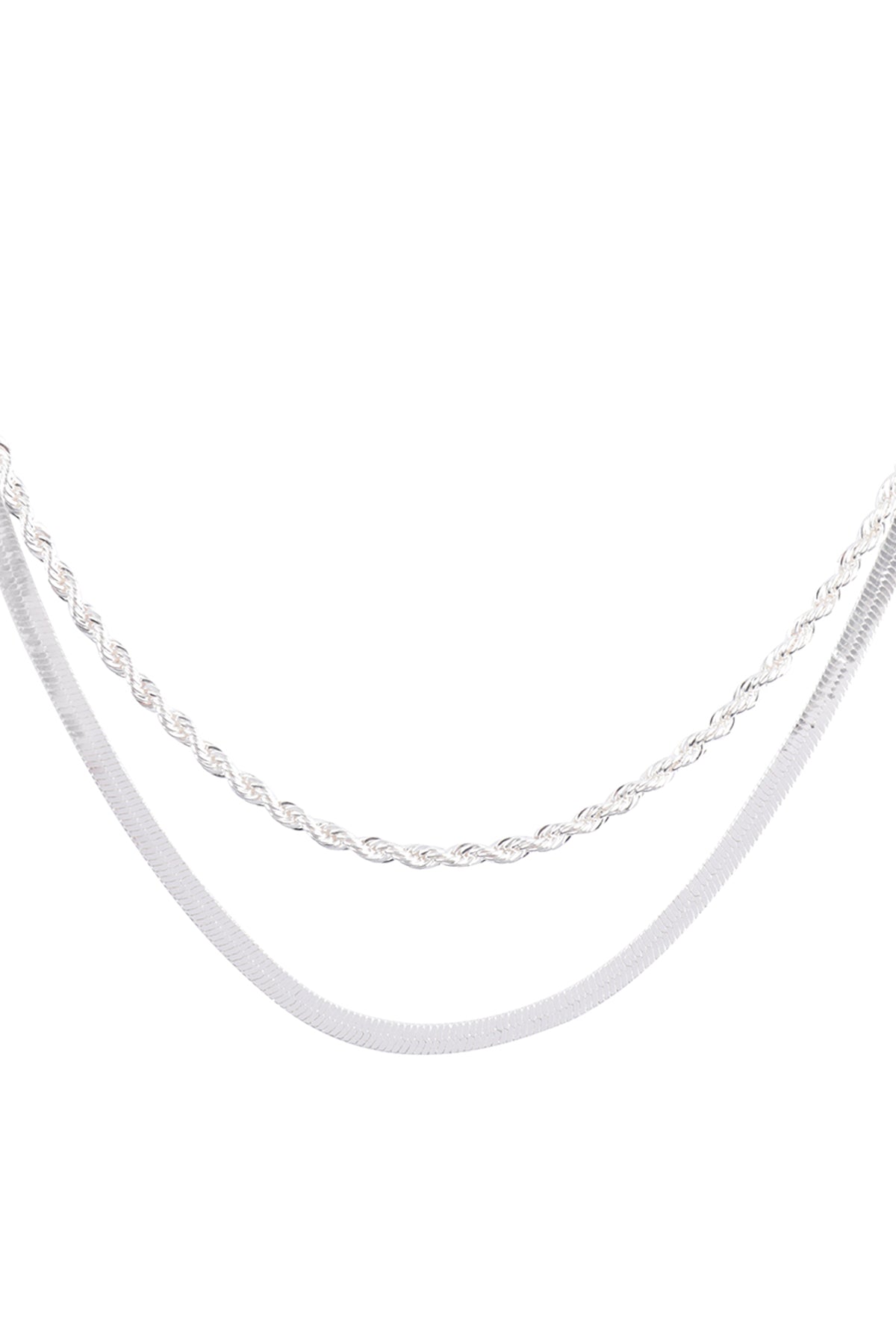 15+16 IN ROPE & SNAKE CHAIN LYR NECKLACE