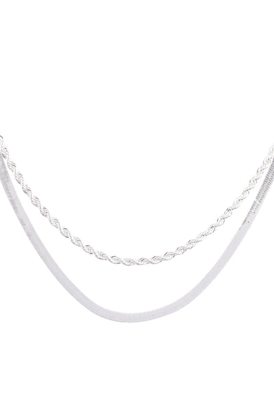 15+16 IN ROPE & SNAKE CHAIN LYR NECKLACE