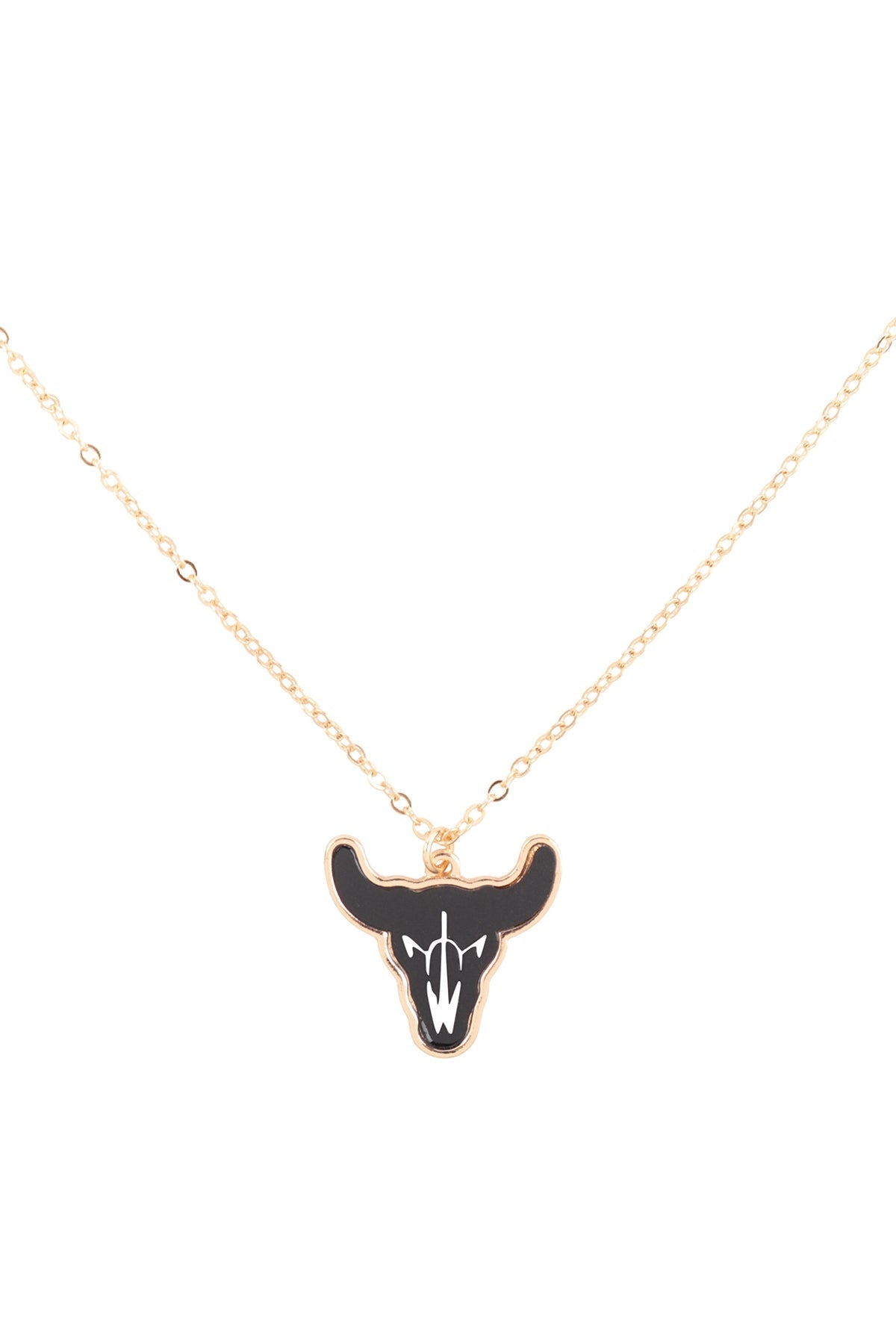 TWO-TONE BULL SKULL PENDANT NECKLACE