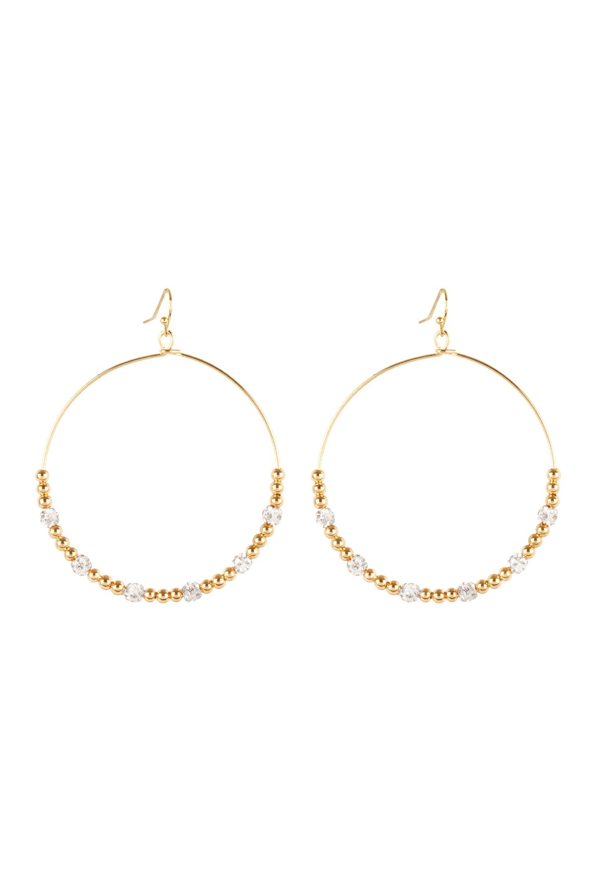 RHINESTONE CCB ROUND FISH HOOK EARRINGS