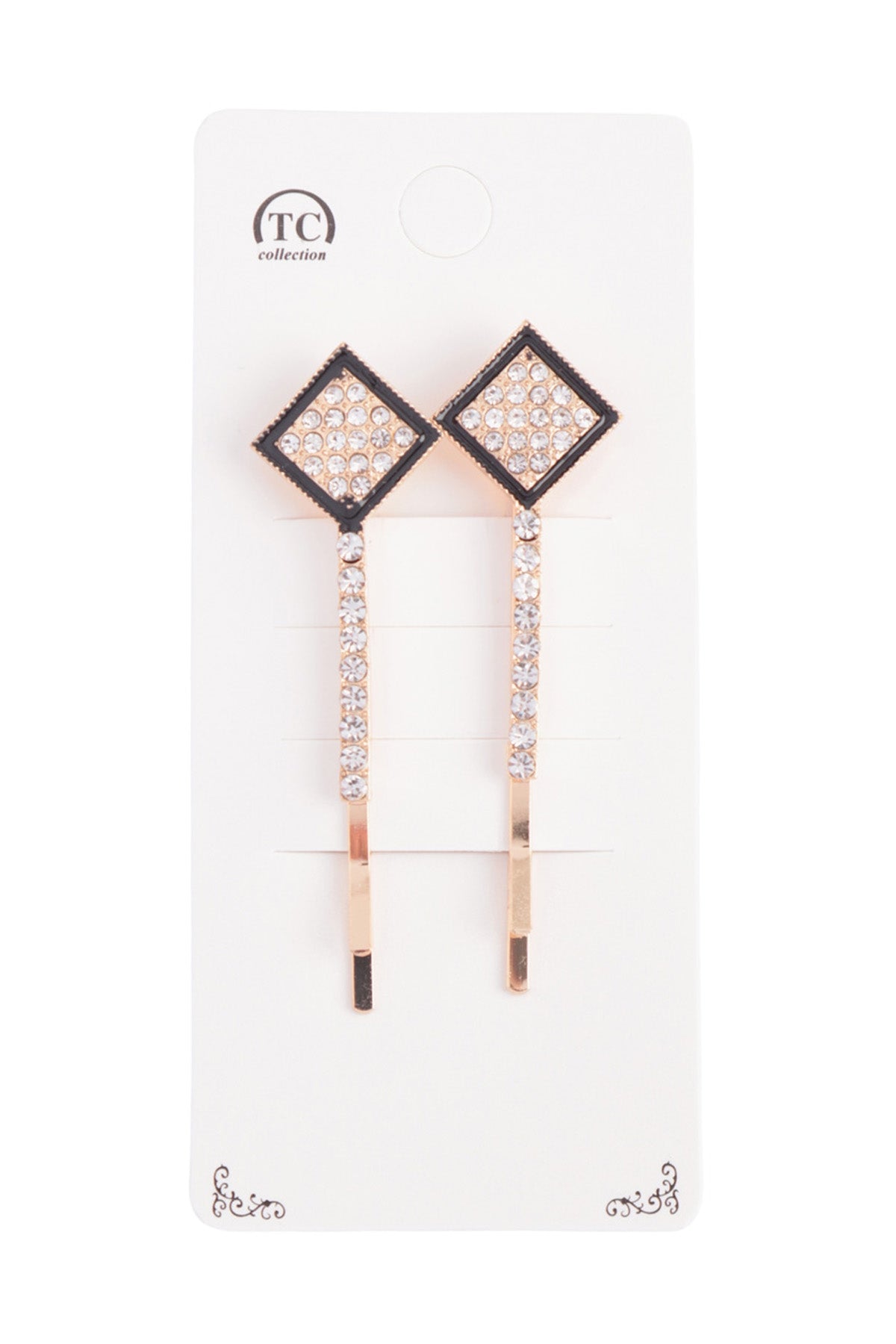 GEOMETRIC SHAPE PAVE RHINESTONE BOBBY PIN HAIR ACCESSORIES ASSORTED