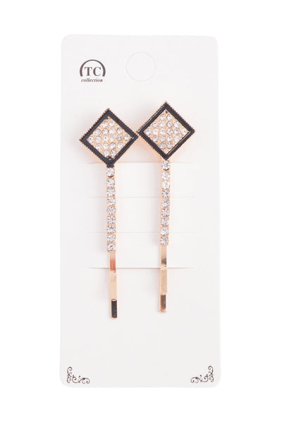 GEOMETRIC SHAPE PAVE RHINESTONE BOBBY PIN HAIR ACCESSORIES ASSORTED