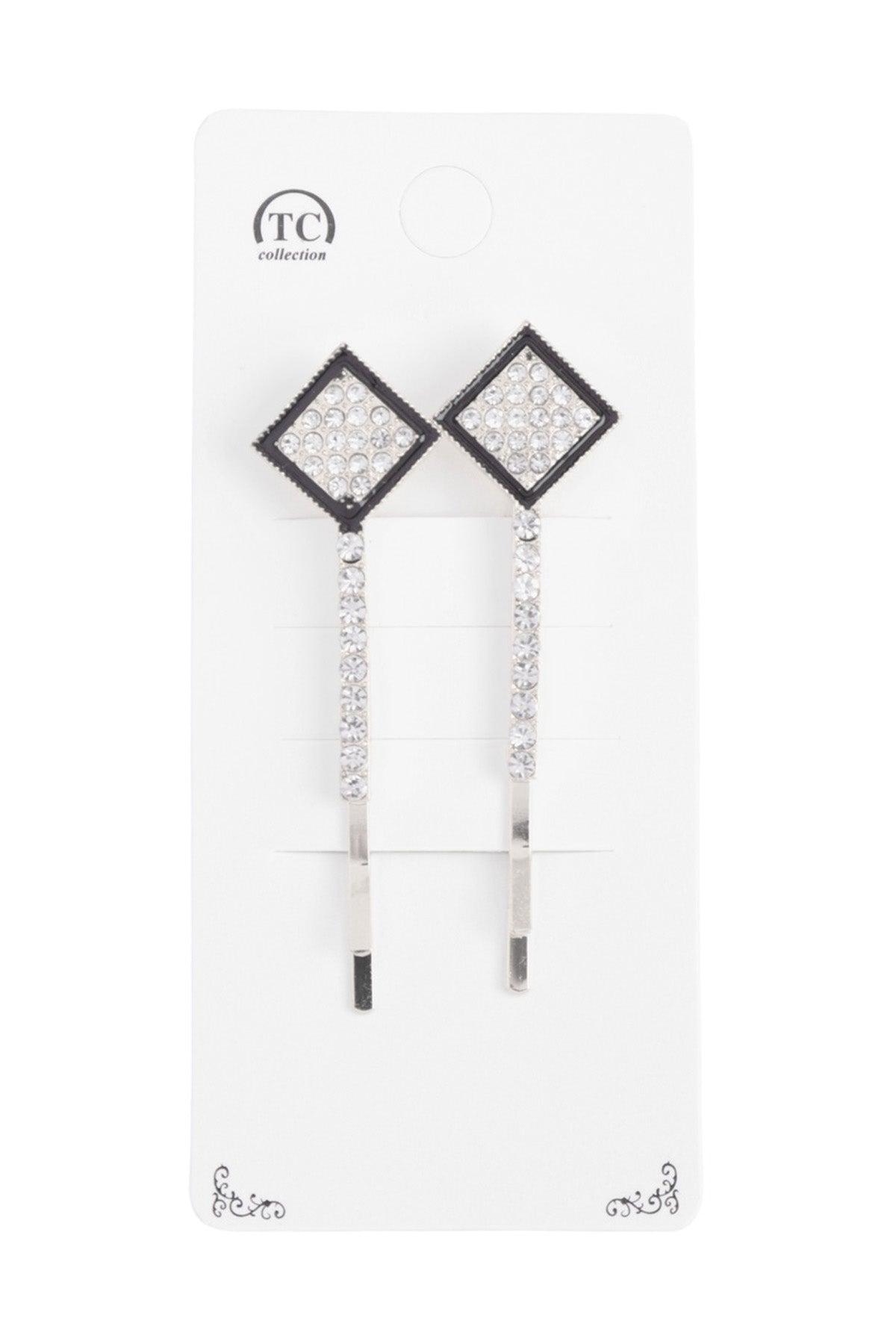 GEOMETRIC SHAPE PAVE RHINESTONE BOBBY PIN HAIR ACCESSORIES ASSORTED