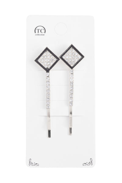 GEOMETRIC SHAPE PAVE RHINESTONE BOBBY PIN HAIR ACCESSORIES ASSORTED