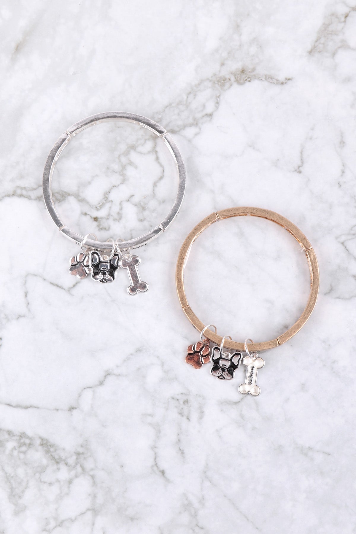 BEST MOM EVER, DOG LOVER W/ GLASS BUBBLE CHARM BANGLE BRACELET