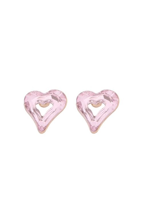 GLASS OPEN HEART POST STUD EARRINGS