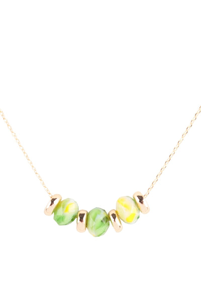 MULTI CRYSTAL CHARM NECKLACE W/ MARBLE