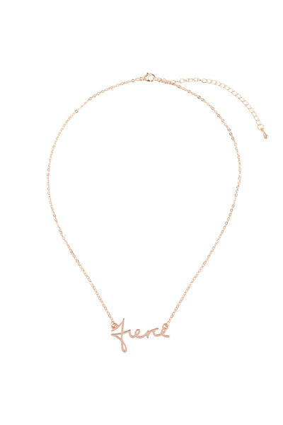 "FIERCE" PERSONALIZED CHARM PENDANT LONG NECKLACE