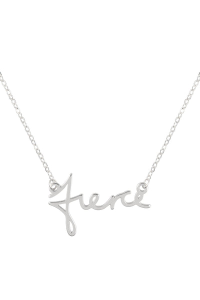 "FIERCE" PERSONALIZED CHARM PENDANT LONG NECKLACE