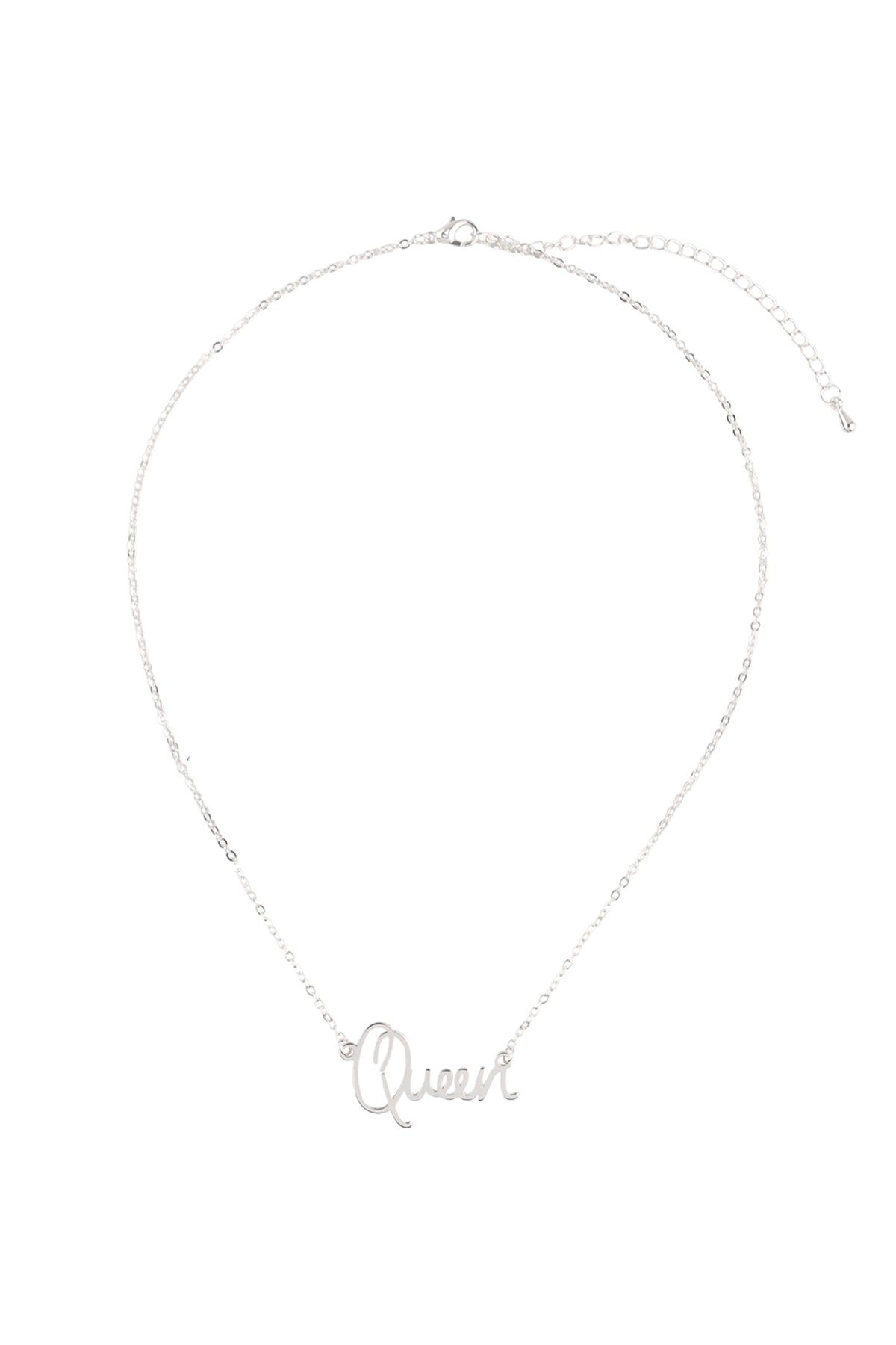 "QUEEN" PERSONALIZED CHARM PENDANT LONG NECKLACE