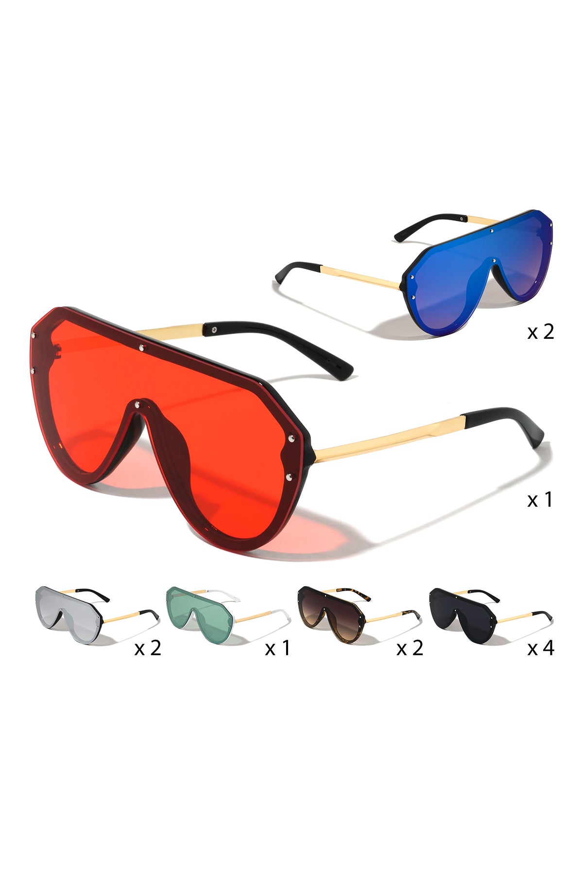 TINTED RETRO ROUND SHIELD ICONIC SUNGLASSES/12PCS