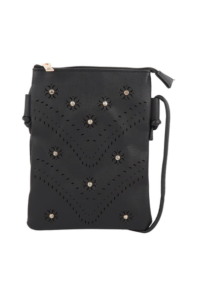 PU LEATHER MINI FLOWER PATTERN CROSSSBODY BAG/6PCS