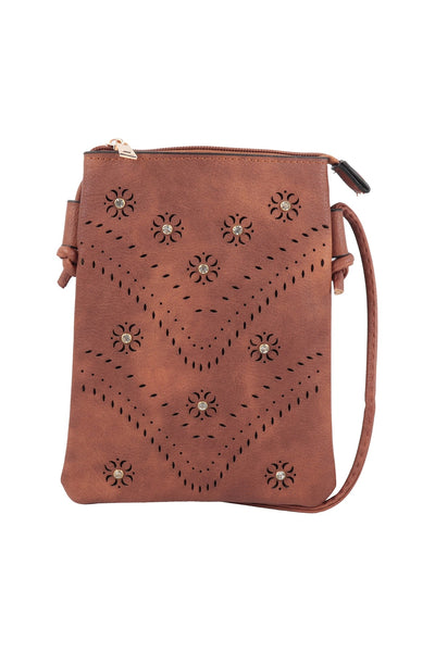 PU LEATHER MINI FLOWER PATTERN CROSSSBODY BAG/6PCS