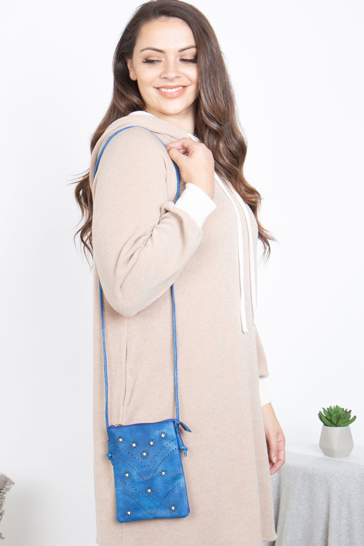 PU LEATHER MINI FLOWER PATTERN CROSSSBODY BAG/6PCS