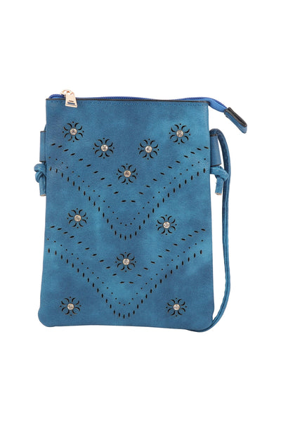 PU LEATHER MINI FLOWER PATTERN CROSSSBODY BAG/6PCS