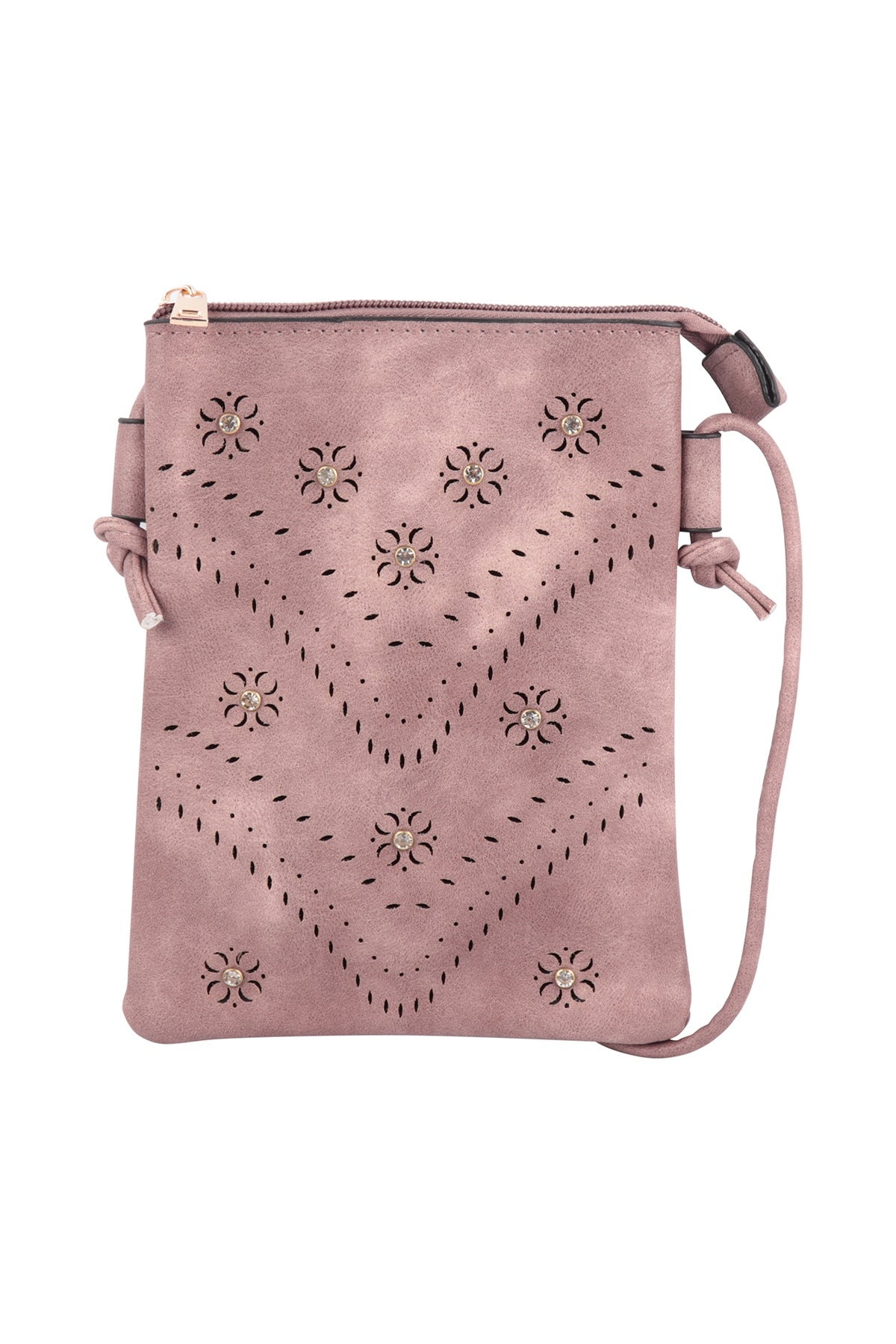 PU LEATHER MINI FLOWER PATTERN CROSSSBODY BAG/6PCS