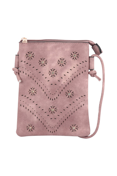 PU LEATHER MINI FLOWER PATTERN CROSSSBODY BAG/6PCS