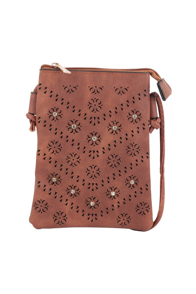 PU LEATHER MINI FLOWER PATTERN CROSSSBODY BAG/6PCS