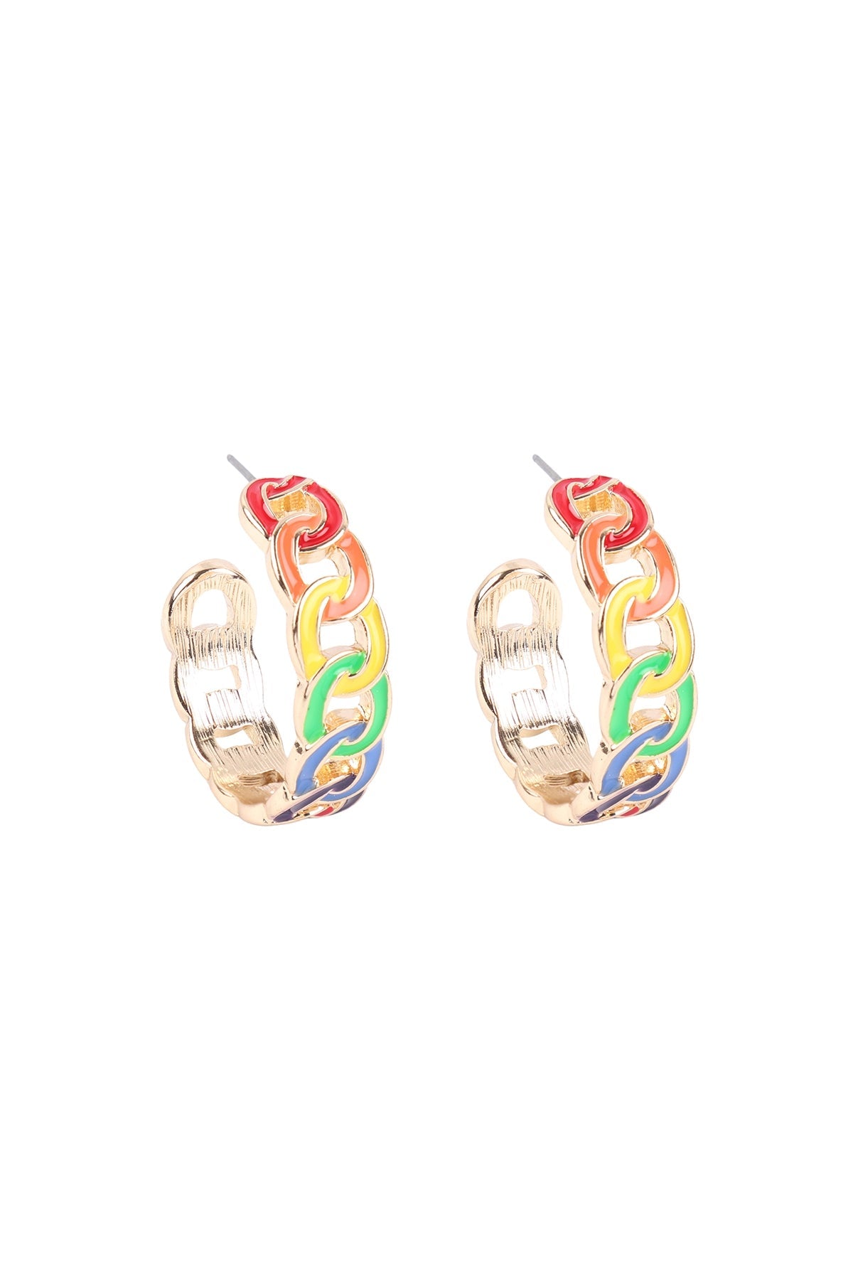 RAINBOW CHAIN SHAPE HOOP EARRINGS