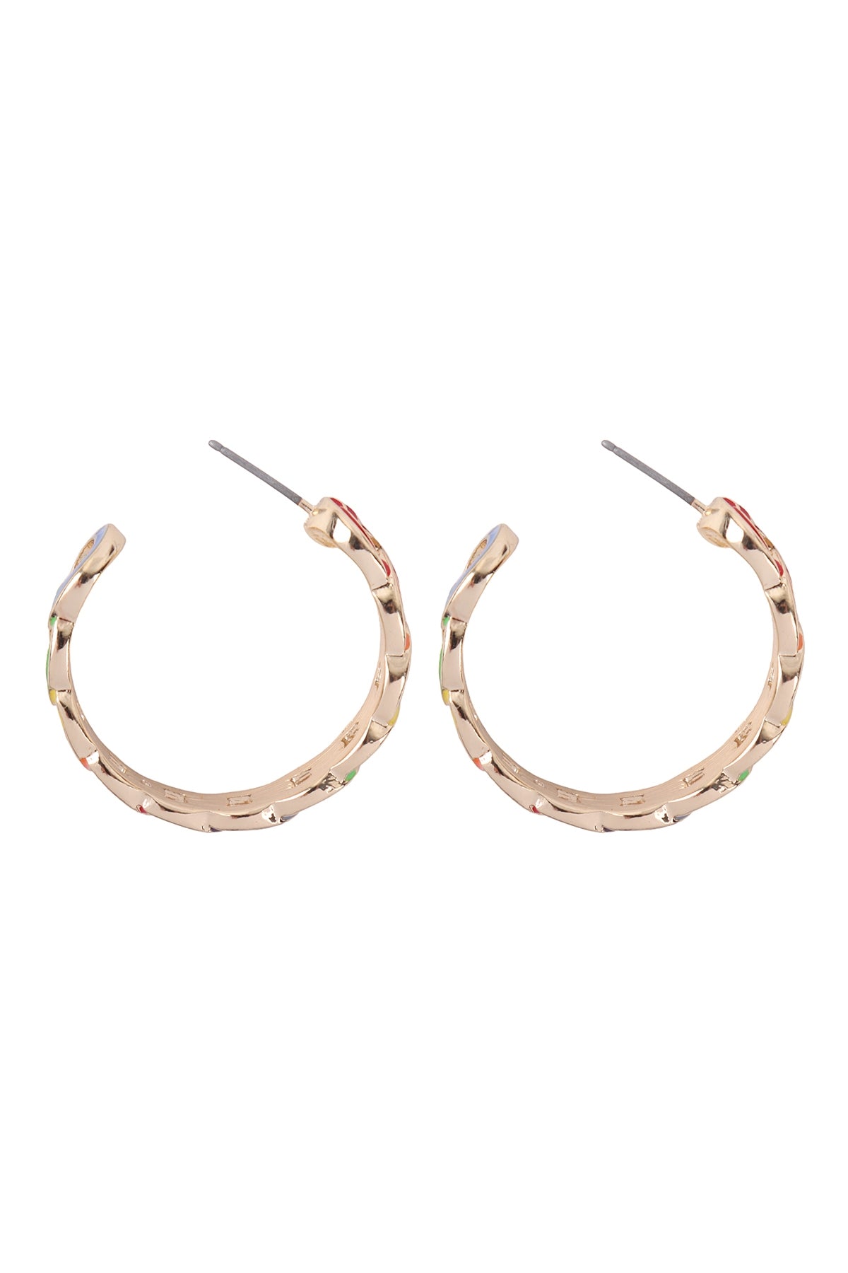 RAINBOW CHAIN SHAPE HOOP EARRINGS