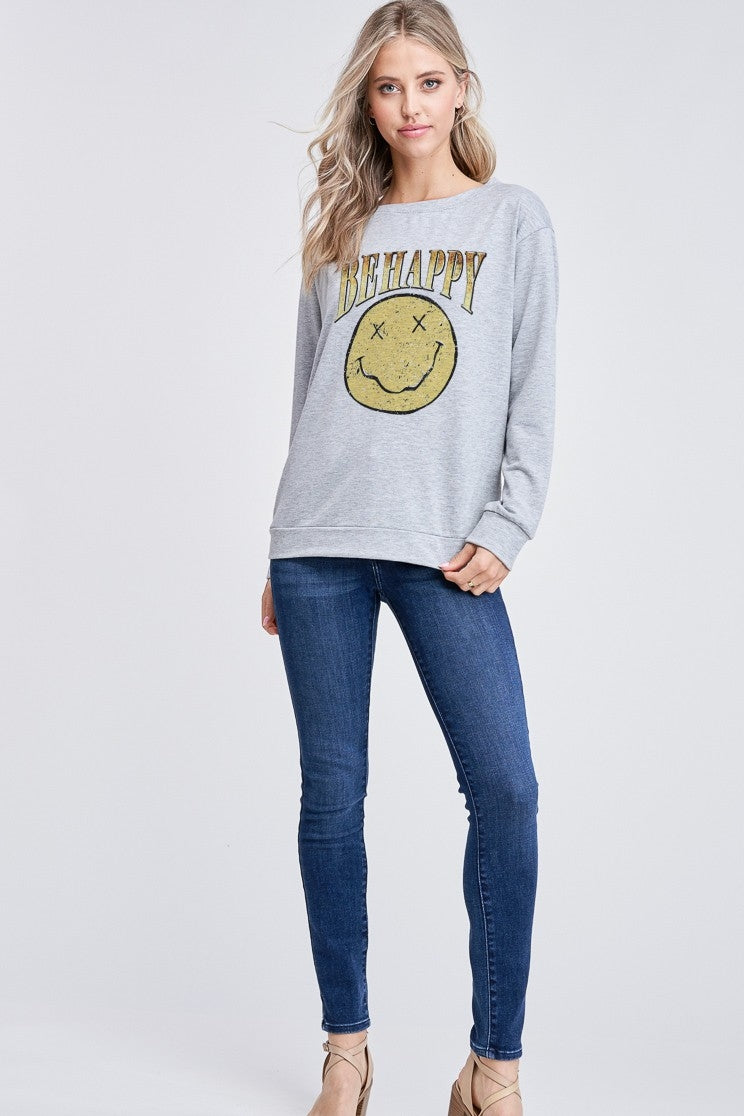 BE HAPPY LONG SLEEVE TOP