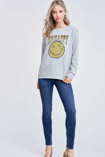 BE HAPPY LONG SLEEVE TOP