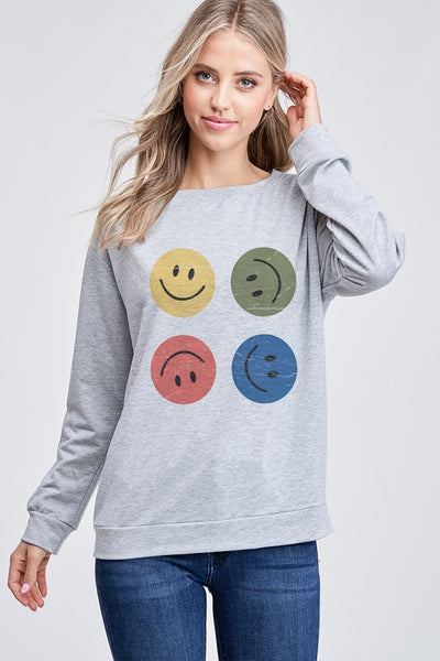 COLORFUL SMILE FACE LONG SLEEVE TOP