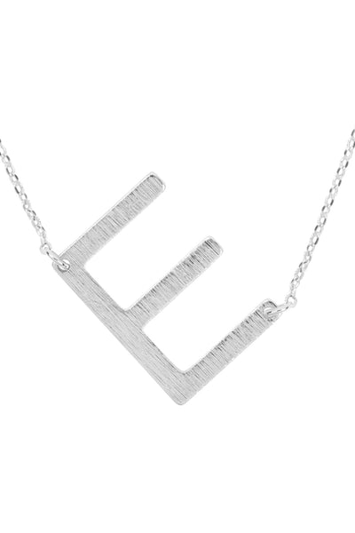 "E" INITIAL ROUGH FINISH CHAIN NECKLACE