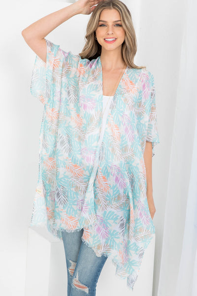 LEAF PRINT OPEN FRONT KIMONO