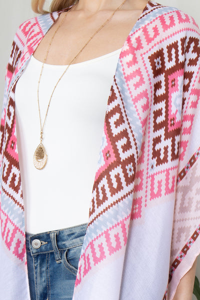 TRIBAL PRINT TASSEL OPEN FRONT KIMONO
