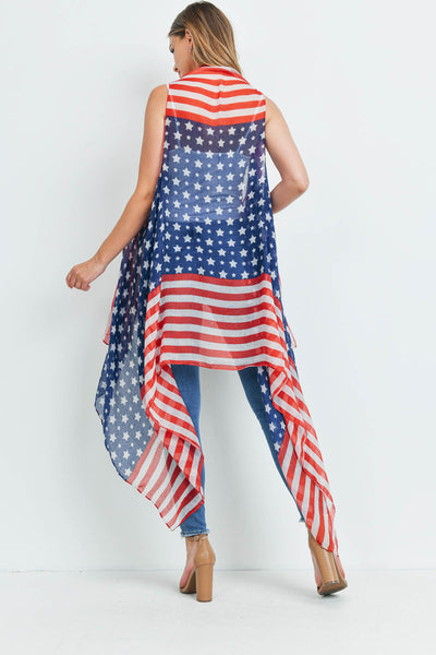 USA FLAG ACCENT KIMONO VEST
