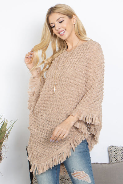 CROCHET NET FRINGE WARMER PONCHO