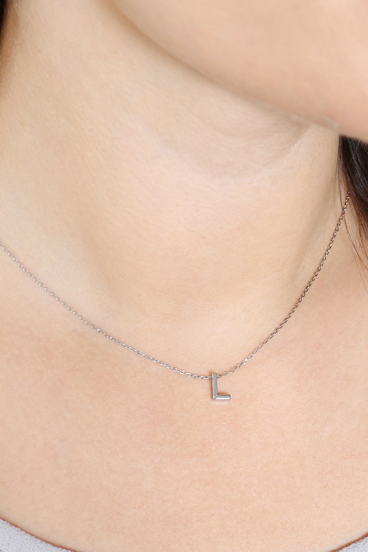"L" INITIAL DAINTY CHARM NECKLACE