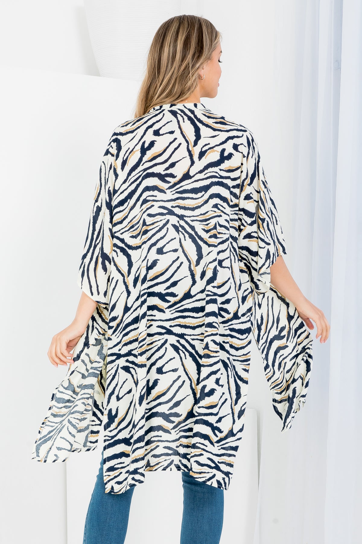 TIGER PRINT OPEN FRONT PRINT KIMONO