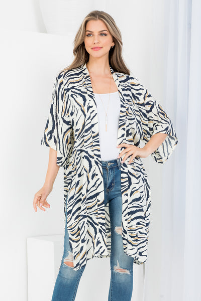 TIGER PRINT OPEN FRONT PRINT KIMONO