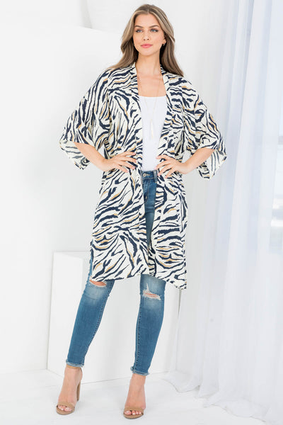 TIGER PRINT OPEN FRONT PRINT KIMONO