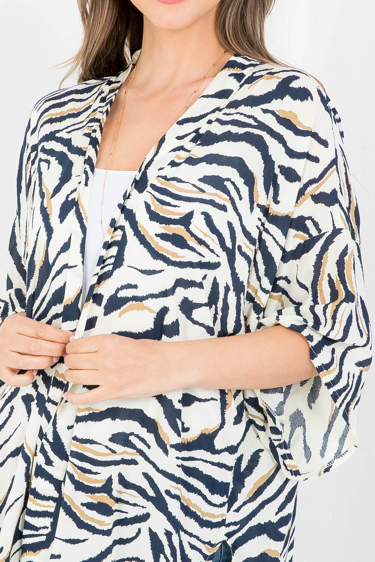 TIGER PRINT OPEN FRONT PRINT KIMONO