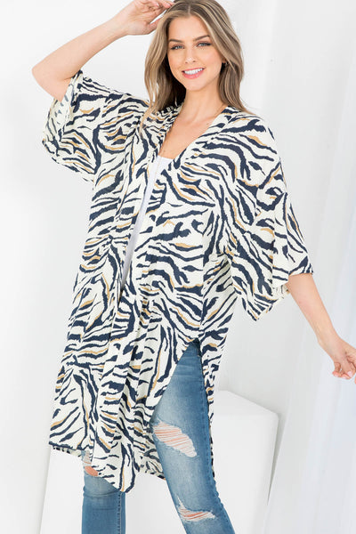 TIGER PRINT OPEN FRONT PRINT KIMONO