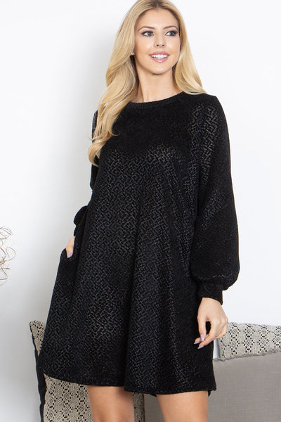LONG SLEEVE CHENILLE SHIFT DRESS (NOW $6.75 ONLY!)