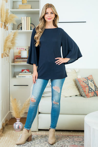 BELL SLEEVED SOLID HACCI TOP