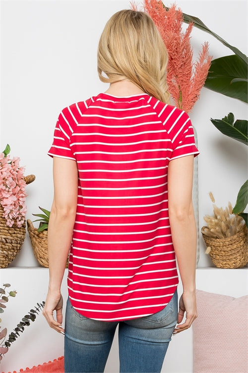 PPT21355- SHORT SLEEVE STRIPES ROUND NECK TOP-1-2-2-2 (NOW $4.75 ONLY!)