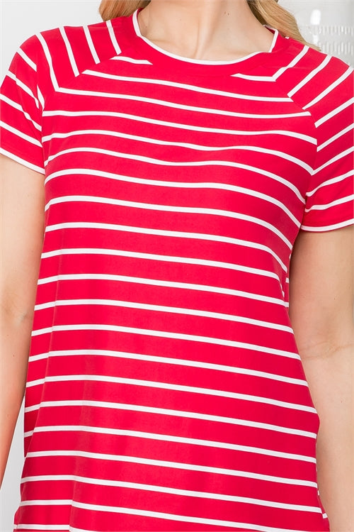 PPT21355- SHORT SLEEVE STRIPES ROUND NECK TOP-1-2-2-2 (NOW $4.75 ONLY!)