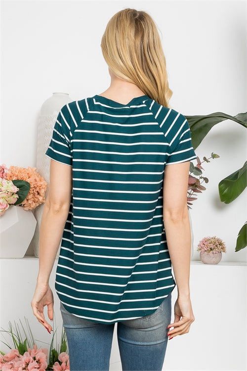 PPT21355- SHORT SLEEVE STRIPES ROUND NECK TOP-1-2-2-2 (NOW $4.75 ONLY!)