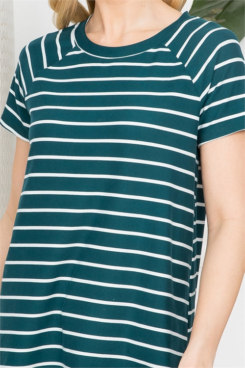 PPT21355- SHORT SLEEVE STRIPES ROUND NECK TOP-1-2-2-2 (NOW $4.75 ONLY!)