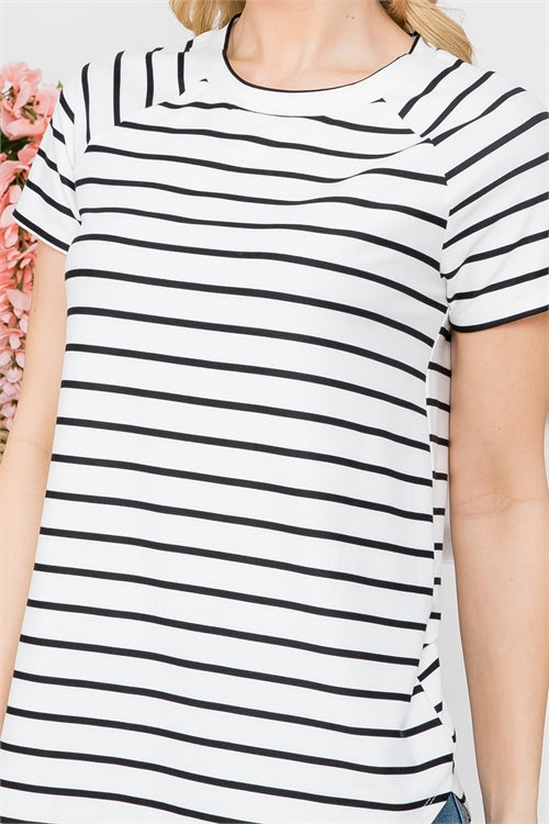 PPT21355- SHORT SLEEVE STRIPES ROUND NECK TOP-1-2-2-2 (NOW $4.75 ONLY!)